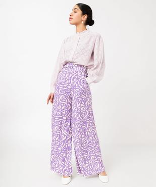 Pantalon large et fluide à taille haute et imprimé femme vue6 - GEMO(FEMME PAP) - GEMO