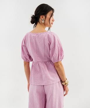 Blouse ample en coton gaufré femme vue3 - GEMO(FEMME PAP) - GEMO