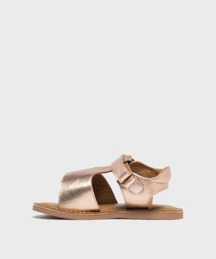 Sandales en cuir métallisé fermeture scratch fille - LuluCastagnette vue3 - LULUCASTAGNETTE - GEMO