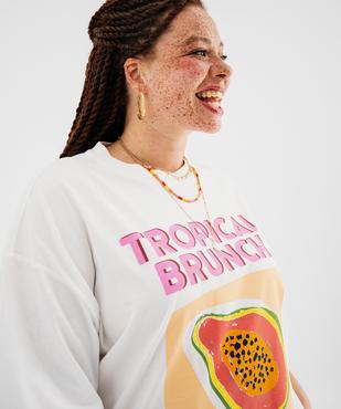Tee-shirt manches courtes en jersey de coton flammé imprimé femme grande taille vue3 - GEMO (G TAILLE) - GEMO
