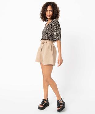 Short femme taille haute en gaze de coton vue5 - GEMO(FEMME PAP) - GEMO