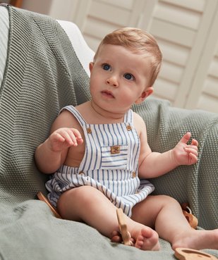 Combishort bébé à bretelles coupe barboteuse vue5 - GEMO(BB COUCHE) - GEMO