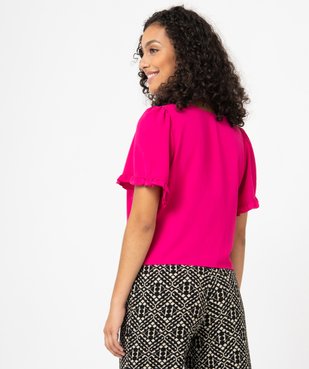 Blouse femme à manches courtes coupe à volants vue3 - GEMO(FEMME PAP) - GEMO