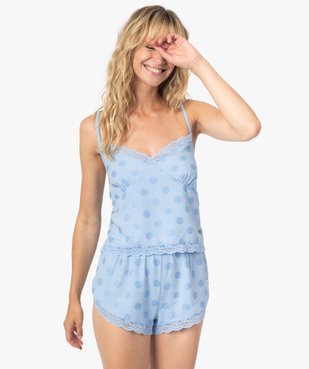 Haut de pyjama femme crop top à fines bretelles - LuluCastagnette vue1 - LULUCASTAGNETTE - GEMO