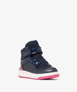 Baskets fille mid-cut à scratch avec détails vernis et pailletés - Geox vue2 - GEOX - GEMO