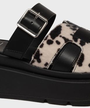 Mules à semelle plateforme motif animalier femme vue6 - 5 MILES - GEMO