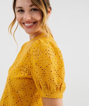 Tee-shirt à manches courtes en maille ajourée femme vue2 - GEMO 4G FEMME - GEMO