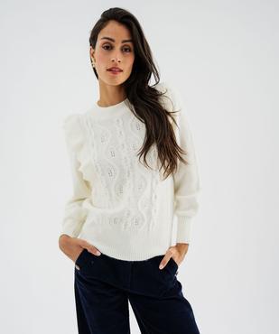 Pull à torsades et volants femme vue1 - GEMO(FEMME PAP) - GEMO
