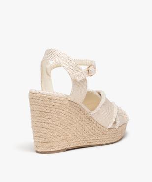 Sandales femme compensées dessus en toile brillante vue5 - GEMO 4G FEMME - GEMO
