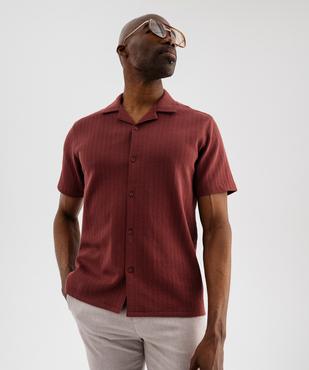 Chemise manches courtes en maille fantaisie avec col cubain homme vue2 - GEMO (HOMME) - GEMO