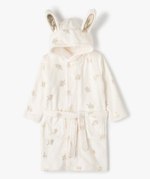 Robe de chambre fille à capuche animée et motifs lapins dorés vue1 - GEMO (ENFANT) - GEMO