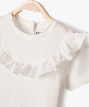 Tee-shirt manches courtes à plastron volanté bébé fille vue2 - GEMO(BEBE DEBT) - GEMO