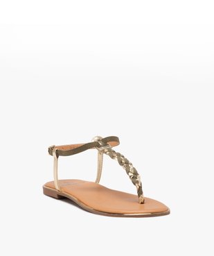 Sandales femme plates avec bride tressée à entre-doigt détails métallisés vue2 - VALENTINA BALDA - GEMO