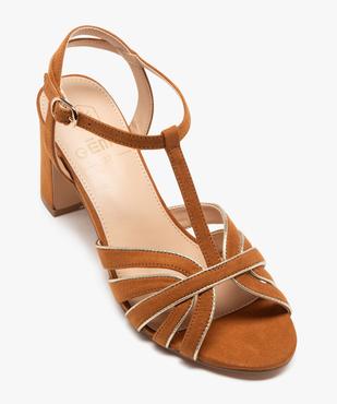 Sandales femme à talon carré style Salomé en suédine vue6 - GEMO 4G FEMME - GEMO