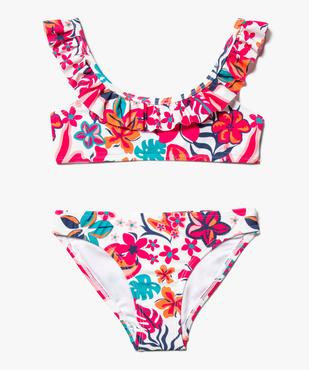 Maillot de bain 2 pièces fleuri avec brassière volantée fille vue1 - GEMO 4G FILLE - GEMO