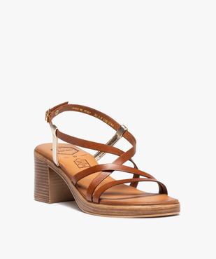 Sandales femme en cuir à talon carré et à fines brides - Taneo vue2 - TANEO - GEMO