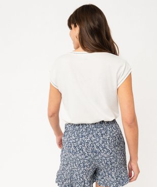 Tee-shirt à manches courtes avec finitions scintillantes femme vue3 - GEMO 4G FEMME - GEMO