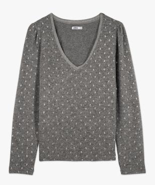 Tee-shirt manches longues avec col V à motifs scintillants femme vue4 - GEMO(FEMME PAP) - GEMO