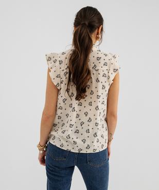 Blouse sans manches en voile de coton fleuri femme vue3 - GEMO(FEMME PAP) - GEMO