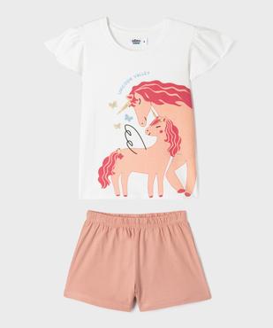 Pyjashort 2 pièces licornes pailletées fille vue1 - GEMO 4G FILLE - GEMO