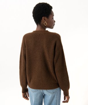 Gilet à col V en maille douillette avec gros boutons femme vue3 - GEMO(FEMME PAP) - GEMO