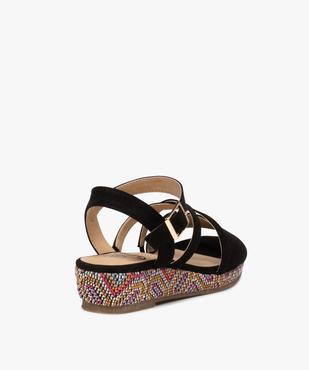 Sandales femme compensées en suédine et semelle colorée vue4 - GEMO (CASUAL) - GEMO