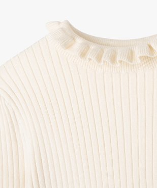 Pull en maille côtelée avec col montant froncé fille vue3 - GEMO (ENFANT) - GEMO