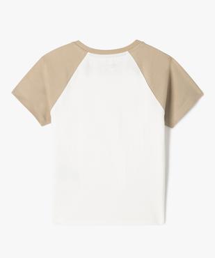 Tee-shirt manches courtes bicolore coupe courte fille vue3 - GEMO 4G FILLE - GEMO