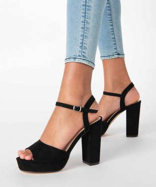 Sandales femme à talon haut et plate-forme vue1 - GEMO(URBAIN) - GEMO