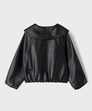 Veste courte à col Claudine en cuir imitation fille vue5 - GEMO (ENFANT) - GEMO