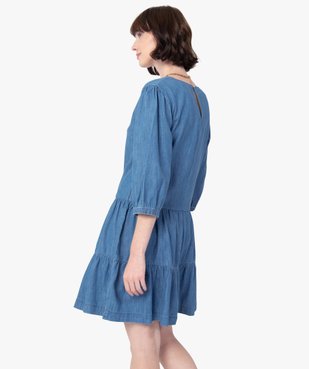 Robe femme en jean à manches longues vue3 - GEMO(FEMME PAP) - GEMO