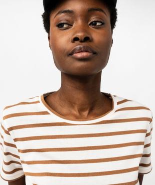 Tee-shirt femme rayé à manches courtes et col rond vue2 - GEMO(FEMME PAP) - GEMO