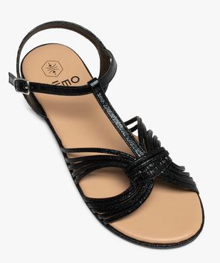 Sandales femme à talon plat et fines brides métallisées  vue5 - GEMO (CASUAL) - GEMO