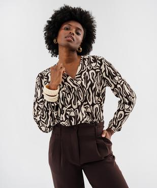 Blouse à manches longues et col V imprimée femme vue4 - GEMO(FEMME PAP) - GEMO