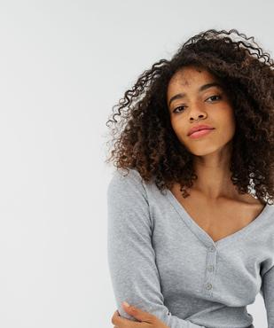 Haut de pyjama à manches longues en maille côtelée femme vue6 - GEMO(HOMWR FEM) - GEMO