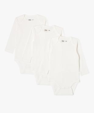 Body manches longues en coton uni bébé (lot de 3) vue1 - GEMO 4G BEBE - GEMO