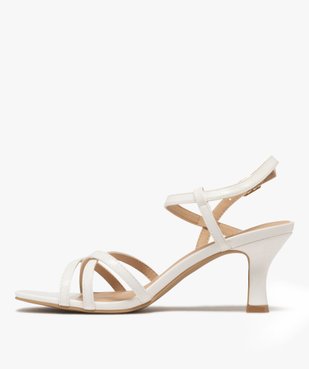 Sandales femme à talon fin avec brides vernies et unies vue3 - GEMO(URBAIN) - GEMO