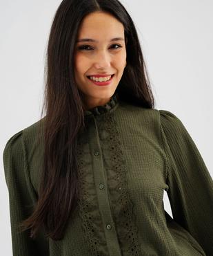 Chemise manches longues en maille texturée et dentelle femme vue2 - GEMO(FEMME PAP) - GEMO
