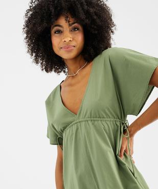 Robe longue et ample à manches courtes en popeline de coton femme vue2 - GEMO(FEMME PAP) - GEMO