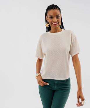 Tee-shirt manches courtes en maille à col fantaisie femme vue1 - GEMO(FEMME PAP) - GEMO