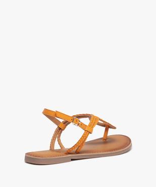 Sandales femme à talon plat et brides tressées en cuir vue4 - GEMO (CASUAL) - GEMO