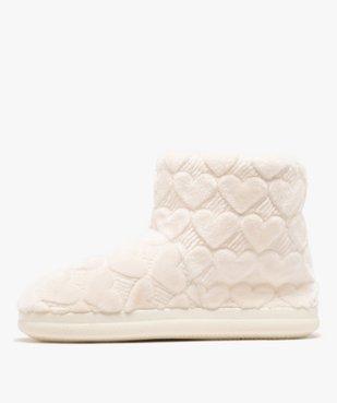 Chaussons bottillons en velours à motifs coeurs femme vue3 - GEMO(HOMWR FEM) - GEMO