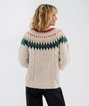 Pull jacquard à torsades femme vue3 - GEMO(FEMME PAP) - GEMO
