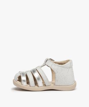 Sandales premiers pas bébé fille en cuir détails métallisés vue3 - GEMO(BEBE DEBT) - GEMO