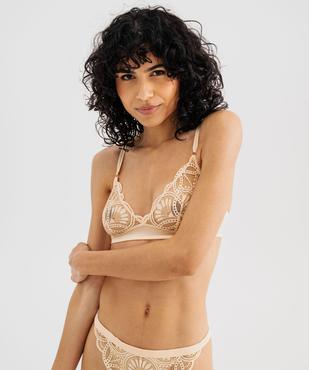 Soutien-gorge triangle sans armatures en dentelle vue1 - GEMO(HOMWR FEM) - GEMO