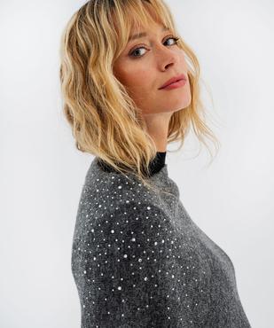 Poncho asymétrique avec strass femme vue2 - GEMO 4G FEMME - GEMO