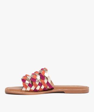 Mules femme à talon plat et brides tressées - Tanéo vue3 - TANEO - GEMO