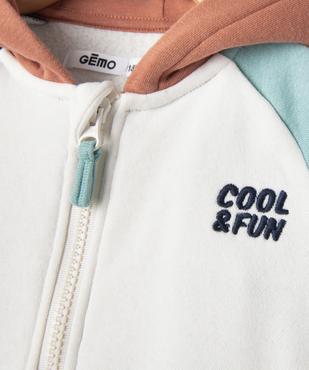 Sweat zippé à capuche avec empiècements colorés bébé garçon vue2 - GEMO 4G BEBE - GEMO