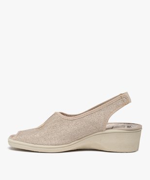 Sandales confort femme dessus en toile brillante vue3 - GEMO (CONFORT) - GEMO