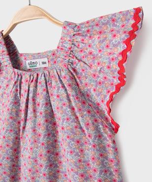 Robe courte en viscose fleurie à col carré bébé fille vue2 - GEMO 4G BEBE - GEMO
